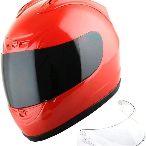 New Motorcycle Bike Full Face Helmet  Matt Black + One Extra Clear Shield:
