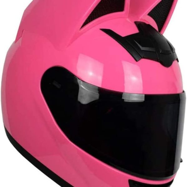 Adult Personalized Cat Ear Motorcycle Helmet,Men and Women  Motorcycle Full Face Helmet,DOT/FMVSS-218 Certification Standard,Suitable for All Seasons