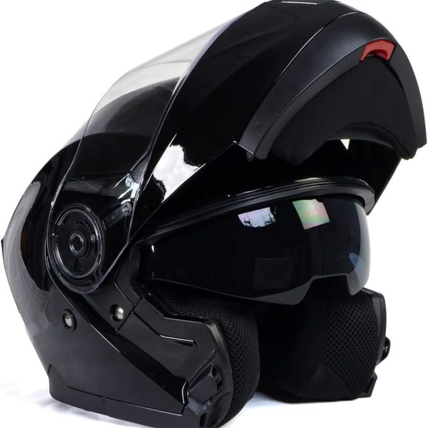 Helmets  Gloss Black Advanced Motorcycle Modular Helmet Biker w/Drop Down Visor - XX-Large