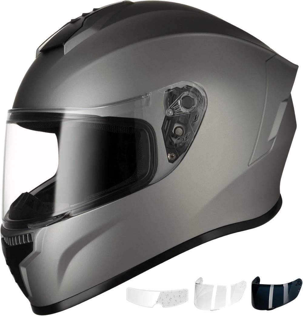 Full Face Motorcycle Helmet - Dual Visor, Anti-Fog F Included, DOT Approved Adult Dirt Bike Helmet for Men Women