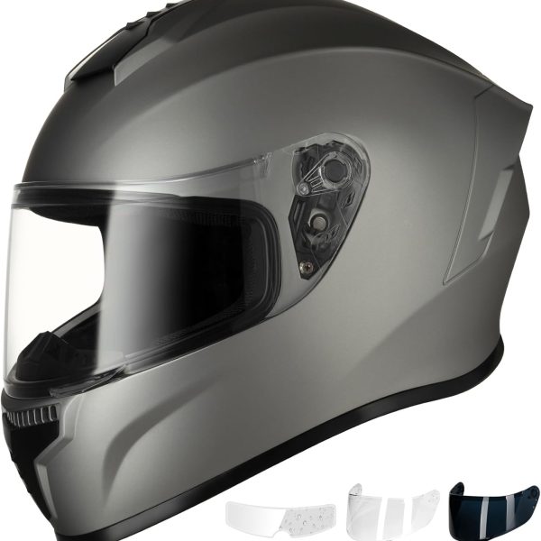 Full Face Motorcycle Helmet - Dual Visor, Anti-Fog F Included, DOT Approved Adult Dirt Bike Helmet for Men Women