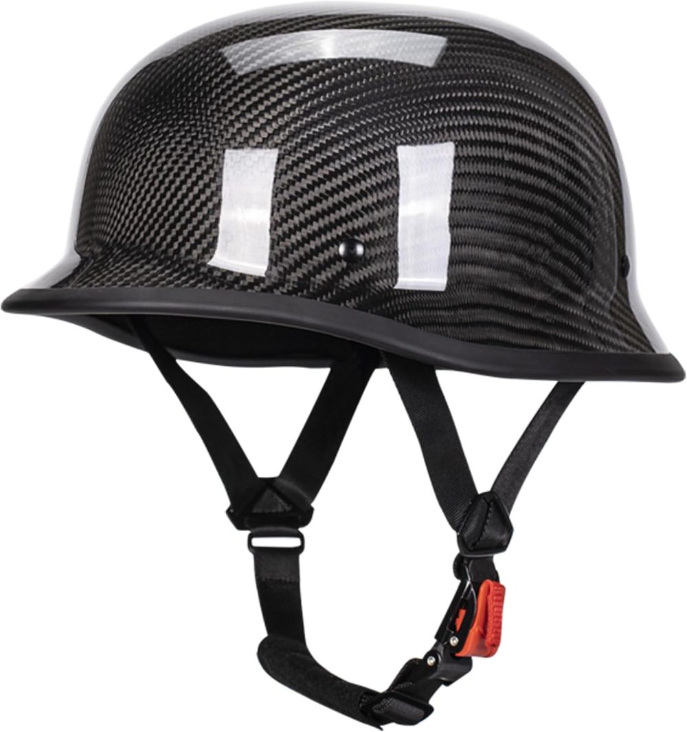 Vintage Motorcycle Half, Carbon Fiber Open Face Retro Motorcycle, German Style Half Shell  Helmet