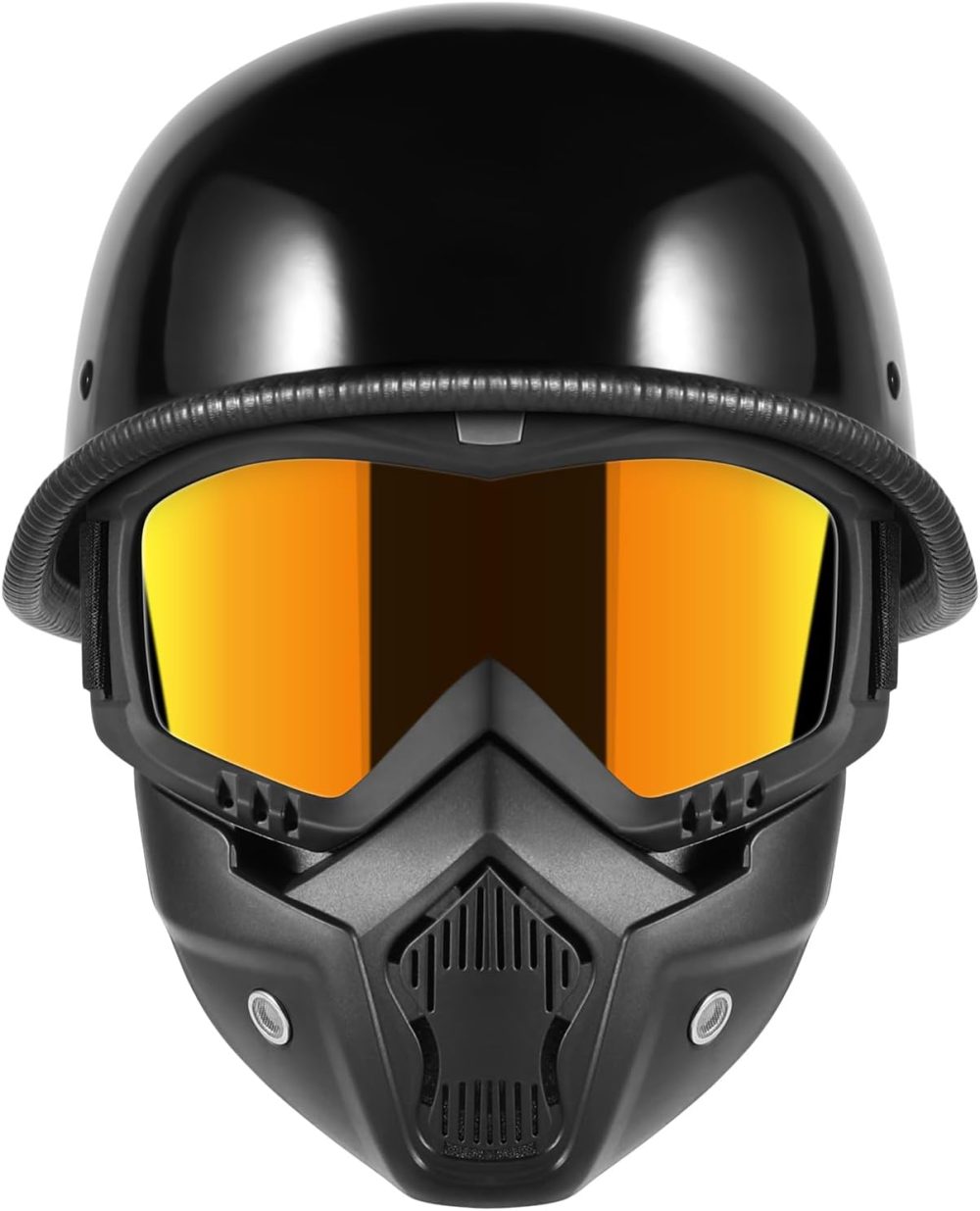 Motorcycle Half with Face Shield, German Style Motorcycle Helmet for Adult Men Women,  Approved Retro Half Shell Helmet for Moped Cruiser Scooter