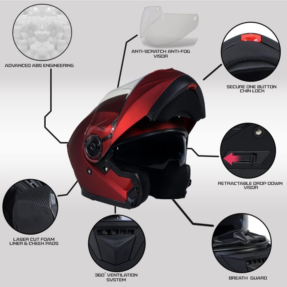 Helmets  Advanced Motorcycle Modular Helmet Biker w/Drop Down Visor - XX-Large - Image 2