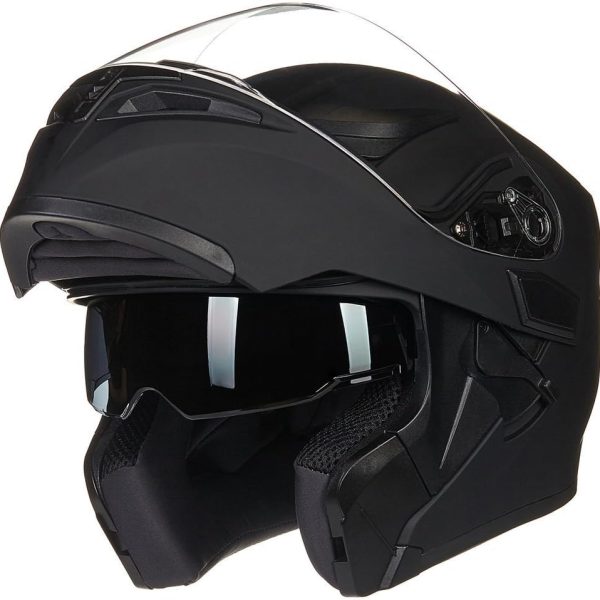 Motorcycle Dual Visor Flip up Modular Full Face Helmet DOT 6 Colors