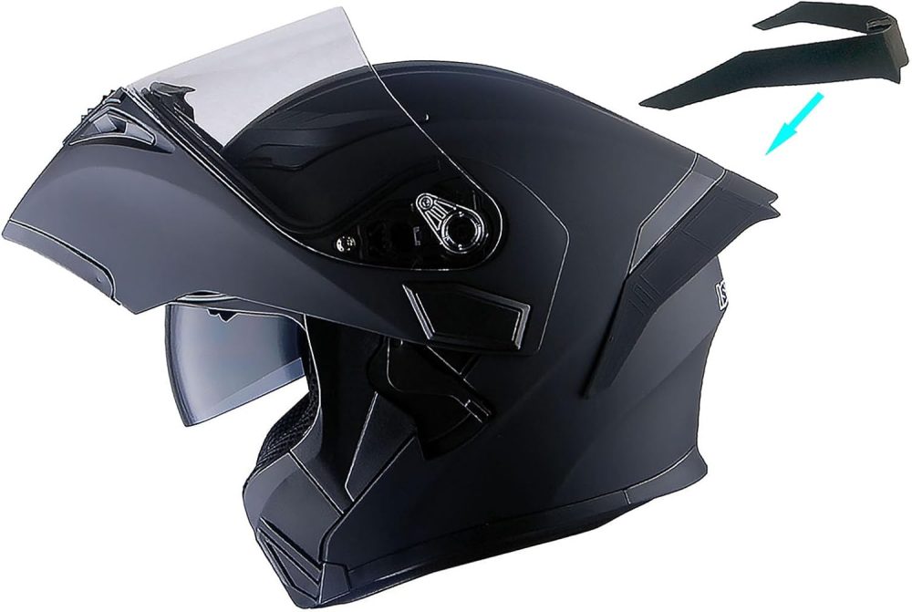 Motorcycle Modular Full Face Helmet Bike Flip up Dual Visor Sun Shield:  Matt Black