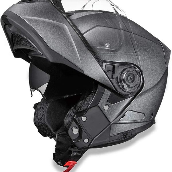 Modular Motorcycle Helmet - DOT Approved Flip Up Motorcycle Helmet - Bluetooth Ready Full Face Motorcycle Helmet with Dual Visors for Men, Women & Youth