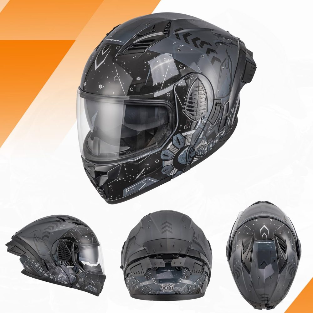 Modular Motorcycle Helmets Full Face Flip up Street Bike Motorcycle Helmet for Unisex Adult Model-167 - Image 2