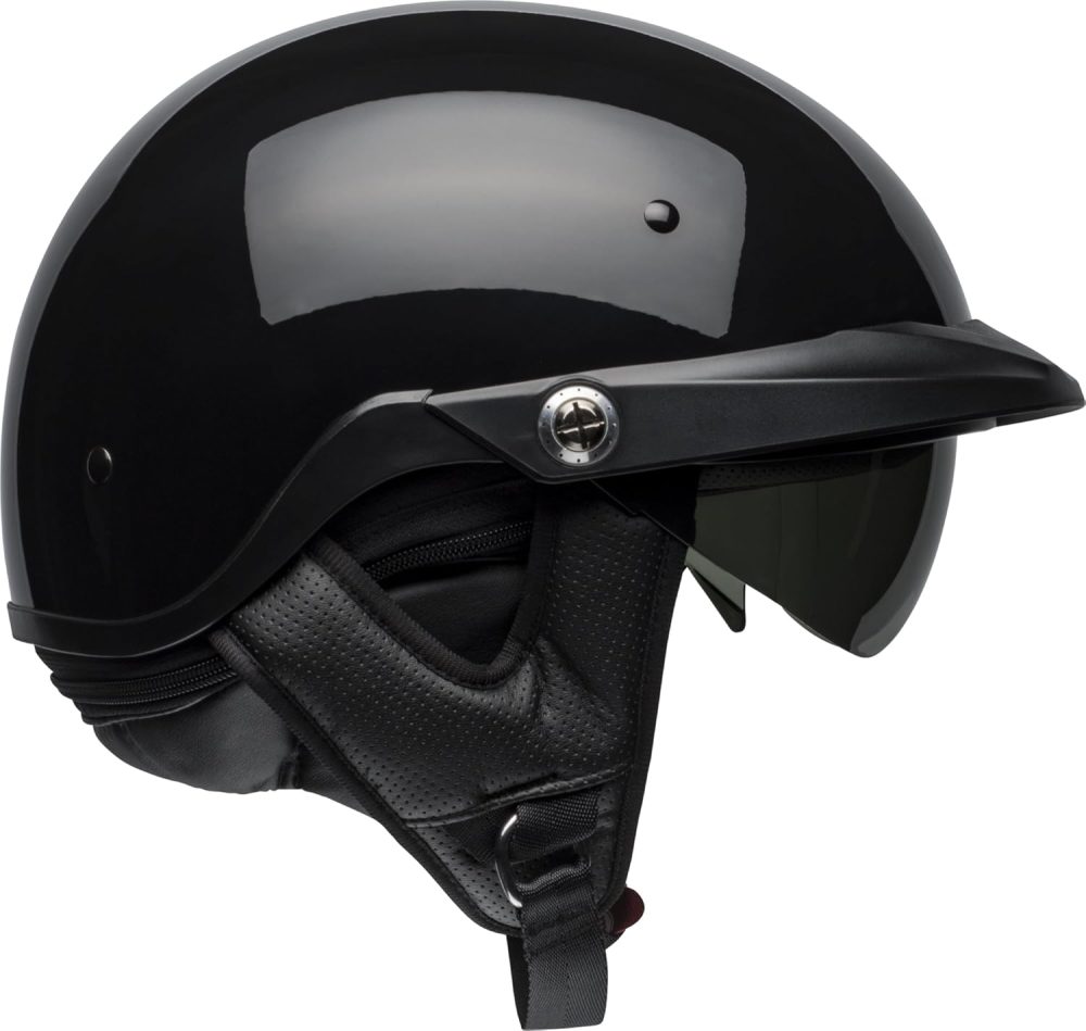 Open-Face Motorcycle Helmet (Solid Black, Large)