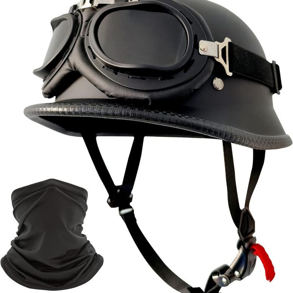 Motorcycle Helmet  Style Half Helmet Skull Cap Adult Men Women Half Shell Helmet, DOT Approved Retro Half Face Helmet for Cruiser Scooter  (M)