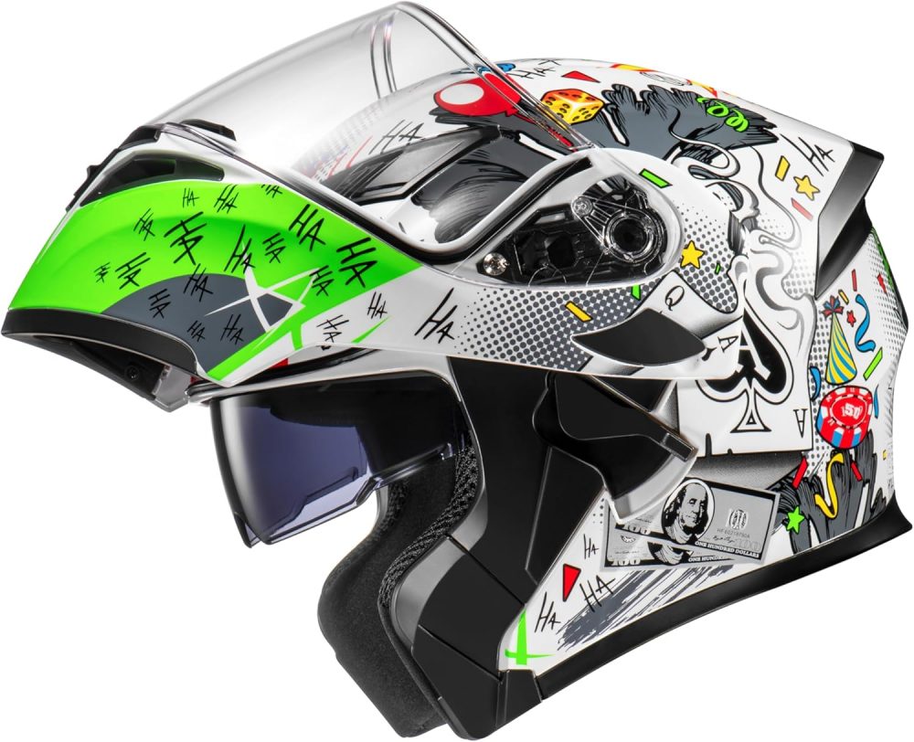 Motorcycle Dual Visor Flip up Modular Full Face Helmet with DOT Certification - Image 2